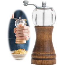 Pepper and Salt Mill - Wood - Ergonomic Design - Ceramic Core - 5.8x5.8x15cm - 213g