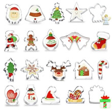Emporte-pièces - Lot de 20 - Acier inoxydable - Compatible lave-vaisselle - Formes de Noël