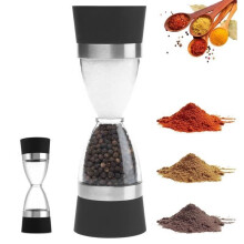 Pepper Mill, Double-Headed Salt Mill, 2-in-1 Double-Sided Spice Mill, Funnel-Shaped Spice Grinder, for