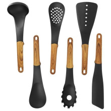 Ustensiles de cuisine - Cheffinger - 6 pièces - Manches en bois - Support rotatif - Résistants à la chaleur