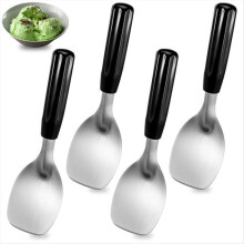 Set van 4 stevige ijsscheppen, platte roestvrijstalen ijslepels, duurzame dessertscheppen, botersnijders
