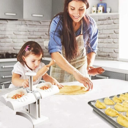 Double Ravioli Maker, Automatic Ravioli Mold, Ravioli Mold Kit with Pasta Press and Dumpling Mold 1