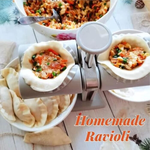 Double Ravioli Maker, Automatic Ravioli Mold, Ravioli Mold Kit with Pasta Press and Dumpling Mold 2