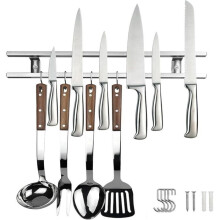 Magnetic knife holder, 40 cm, super magnetic hook, double magnetic knife holder with 4 hooks, magnetic stand