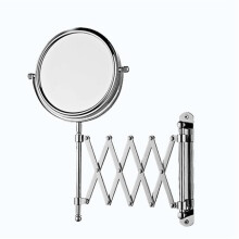 Vergrootspiegel voor make-up, chroom, badkamer, wandmontage, dubbelzijdig, rond, opvouwbaar, vergrootglas