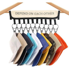 Hoedenorganizer voor in de kast, pettenorganizer met 10 clips, pettenhouder, ophangclips