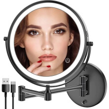 Make-upspiegel - MARSEE - Wandspiegel met verlichting - Dubbelzijdig 1x/10x - USB-opladen - 360 draaibaar