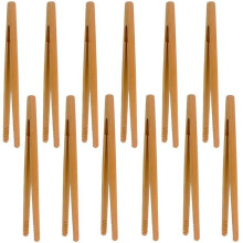Bambuszangen, 12-teiliges Set Bambus-Küchenzangen, Toastzangen, Brotzangen aus Holz