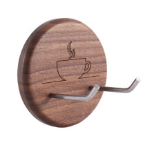Staffa da parete per portafiltro da caffè espresso, ganci da parete in noce con ganci in acciaio inox, adatta per portafiltro