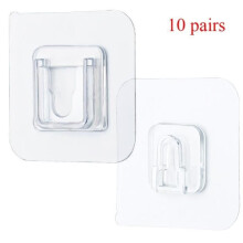 Haak met zuignap, dubbelzijdige sterke kleefhaak voor aan de muur, transparante haak, zuignap, opberghouder - 10 paar - 6 cm x 6 cm