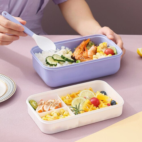 Double-layer Bento lunch box | Large capacity portable rectangular container with insulated storage | School supplies 2