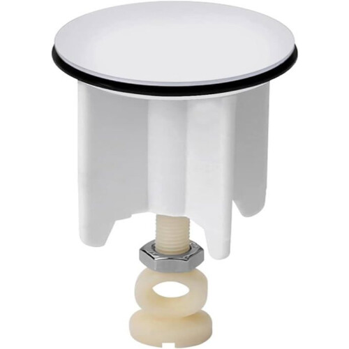 Universal replacement drain plug for kitchen and bathroom sinks, adjustable height, chrome bracket