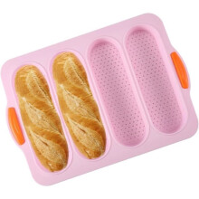 Non-stick Silicone Baguette Mold Baking Tray 4-Cavity Mini Baguette Baking Sheet for Baguettes [u7167]