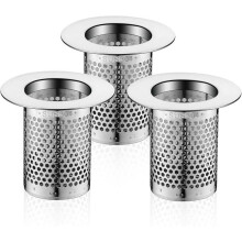 Douchehaarfilter, 3 stuks roestvrijstalen badkamerwastafelfilter, 5,5 5 cm wastafelfilter met stop voor balkon