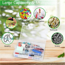 Grande boîte de rangement en plastique à 24 compartiments avec séparateurs ajustables, boîte de rangement transparente pour bijoux
