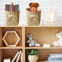 Panier de rangement en coton et lin, ensemble de 6 paniers de rangement pliables, sac de rangement suspendu pour jouets, clés, plantes