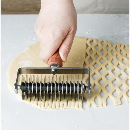 Rolling pin - BRAND - Model - Stainless steel - Ergonomic design - Lattice pattern