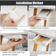 Set of 2 self-adhesive desk drawer organizers, under-desk drawer storage box, self-adhesive under-desk drawer organizer, storage box