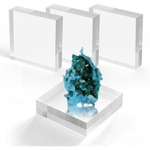 Acrylic Display Blocks 3x3 Inch, Set of 4 Clear Square Riser Stands for Jewelry, Trophies, and Collectibles