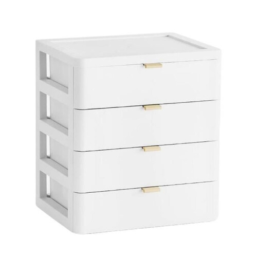 Desk Drawer Organizer, Bedside Table, Nightstand, Dressing Table, Plastic Storage Box for Documents, 4 Tiers