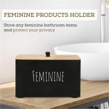 Porta assorbenti da bagno, scatola portaoggetti in legno per donna, organizer per prodotti da donna, arredamento in stile rustico