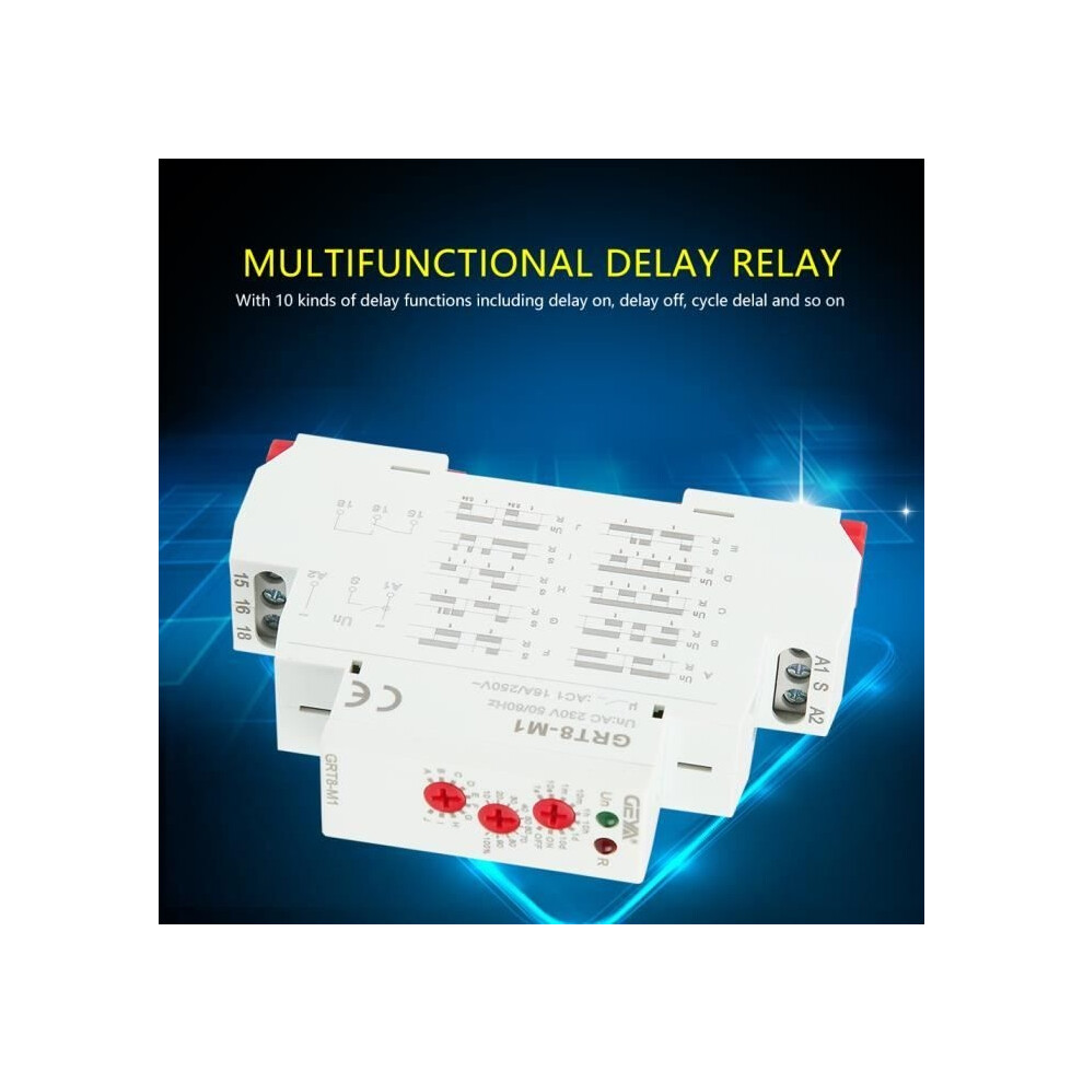 Time Delay Relay - Grt8-M1 - Multifunctional - Din Rail Mounting - Ac 220V - 10 Functions 9102920035375