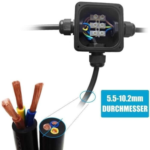Junction box, 8 pieces, 3-way waterproof cable connector, IP68 electrical connection box, cable pulley 1