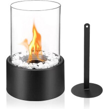 Bioethanol Fireplace - YUENFONG - Tabletop - Black - Tempered Glass - 45 to 60 minutes of burn time