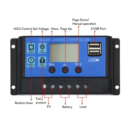 10A 12V 24V Automatic PWM Solar Charge Controller with Dual USB Output 5V Solar Cell Panel Charge Regulator 1