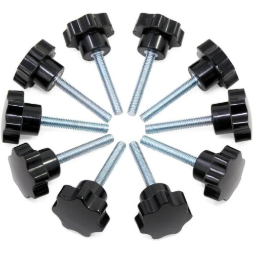 NetBoat 10pcs M6x40 thread clamping button black plastic star-shaped button screw on knob for machine tool