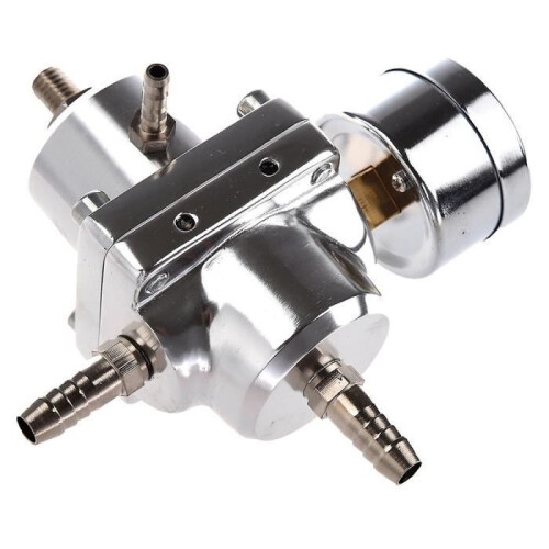 Universal adjustable fuel pressure regulator for car with gauge, silver 2