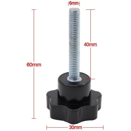NetBoat 10pcs M6x40 thread clamping button black plastic star-shaped button screw on knob for machine tool 1