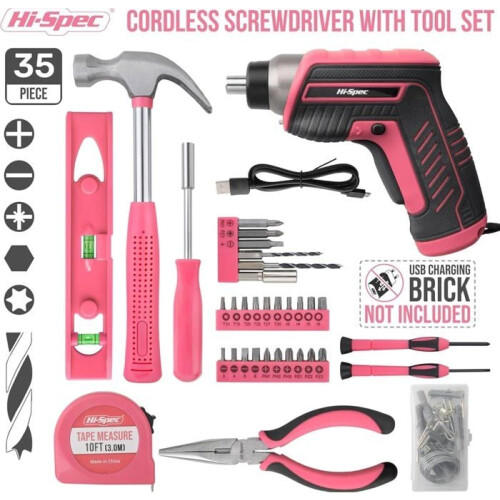 3.6V Pink Electric Screwdriver - Cordless Drill Driver with Tool Set - Complete Tool Box - Martea 2