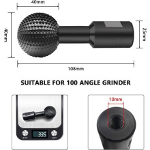Rotary Spherical Milling Cutter, Carbon Steel, Grinding Head for Angle Grinder 100/115/125 (10mm)