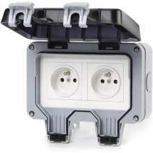 Waterdicht dubbel stopcontact voor buiten, IP66 waterdicht, wandcontactdoos 16A