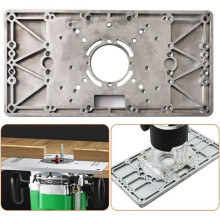 Aluminum alloy table insert plate with 4 rings for woodworking bench, 235 mm x 120 mm x 8 mm