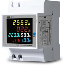 Electricity Consumption Meter, 100A 6-in-1 DIN Rail 220V Current Power Frequency Factor Meter