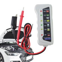 Autobatterijtester, zeer nauwkeurige LED-indicator, automatische batterijanalyse voor 6V en 12V - met ergonomische handgreep