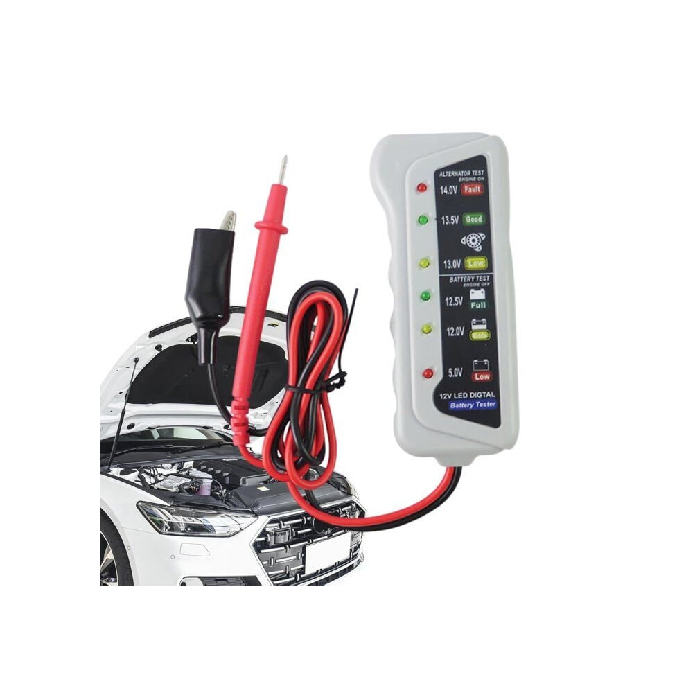 Car Battery Tester, High-Precision Led Indicator 6V 12V Automatic Battery Analyzer - With Ergonomic Handle Black 9102920037034
