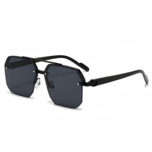(Schwarz + Gold) Herren Halbrand quadratische Sonnenbrille Großer Rahmen UV400 Schutz PC Linse Metallrahmen Mode Outdoor Fahren