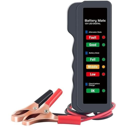 Accutester - Auto - 12V - 6 LED's - Draagbaar - Dynamo-analysator