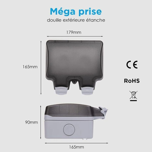Waterproof Double Outdoor Electrical Socket IP66 Waterproof Wall Socket 16A 1