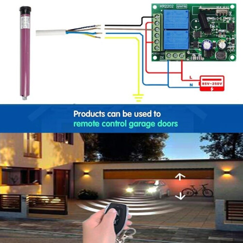 220V AC 2-Channel Wireless Remote Control Switch, RF Receiver 433MHz Relay Module with On/Off Transmitter 1