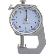 Digitale diktemeter met ronde wijzerplaat en een nauwkeurigheid van 0,1 mm voor papier, leer en plaatmetaal.