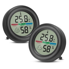 Draagbare digitale hygrometer/thermometer voor binnen, temperatuur en luchtvochtigheid, met comfortniveau-indicator en standaard.