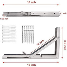 400mm Folding Stainless Steel Brackets - Set of 2 - Foldable Shelf Supports