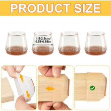 Silicone protectors - KZQ - Pack of 16 - For chair legs - 15-23 mm - Transparent
