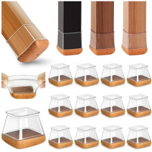 Chair leg protectors - AIMOONSA - Square 27-36 mm - Transparent - Pack of 20 - Integrated scratch-resistant felt