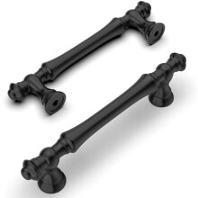 Set mit 6 schwarzen Möbelgriffen, 96 mm Lochabstand, Schubladengriffe für Küchenschränke, Griffe