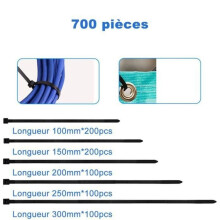 700 Stück Kabelbinder aus Kunststoff, 100, 150, 200, 250, 300 mm x 36 mm, für Kabelmanagement – Schwarz